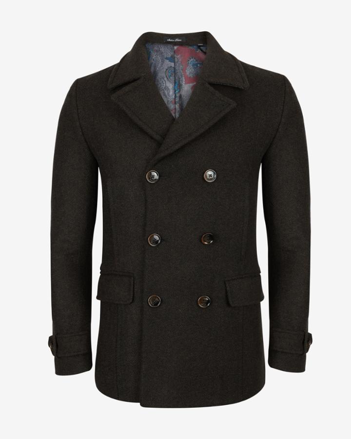 Ted Baker Herringbone Wool-blend Peacoat