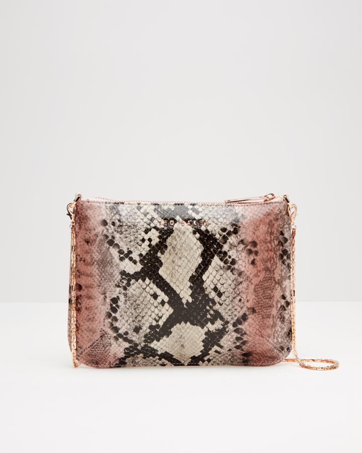 Ted Baker Snake Print Leather Clutch Bag