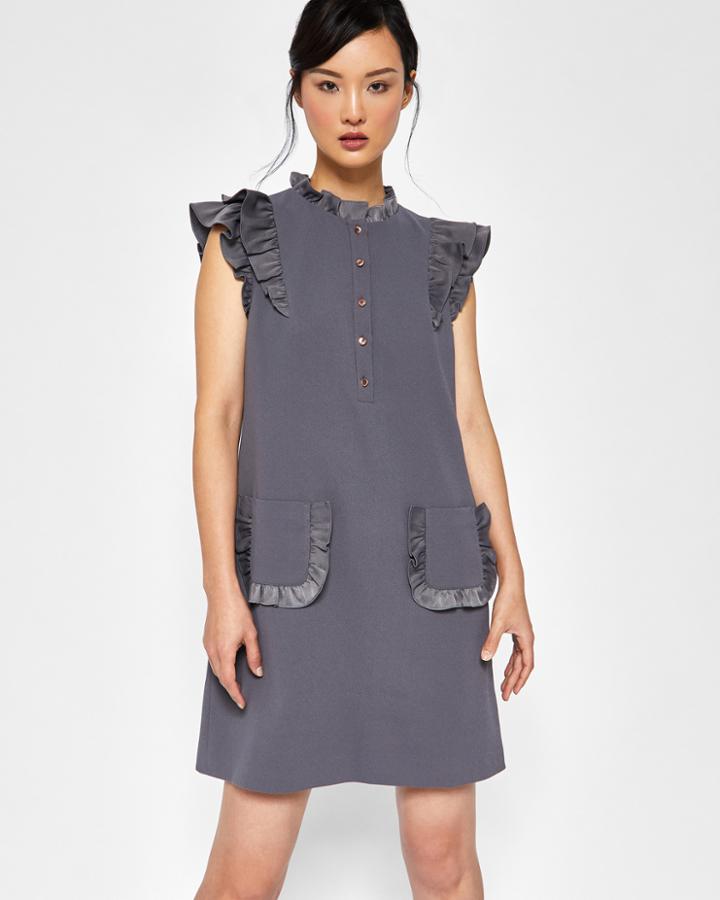 Ted Baker Crepe Tunic Dress With Ruffles