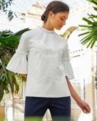 Ted Baker Ruffle Sleeve High Neck Cotton Top