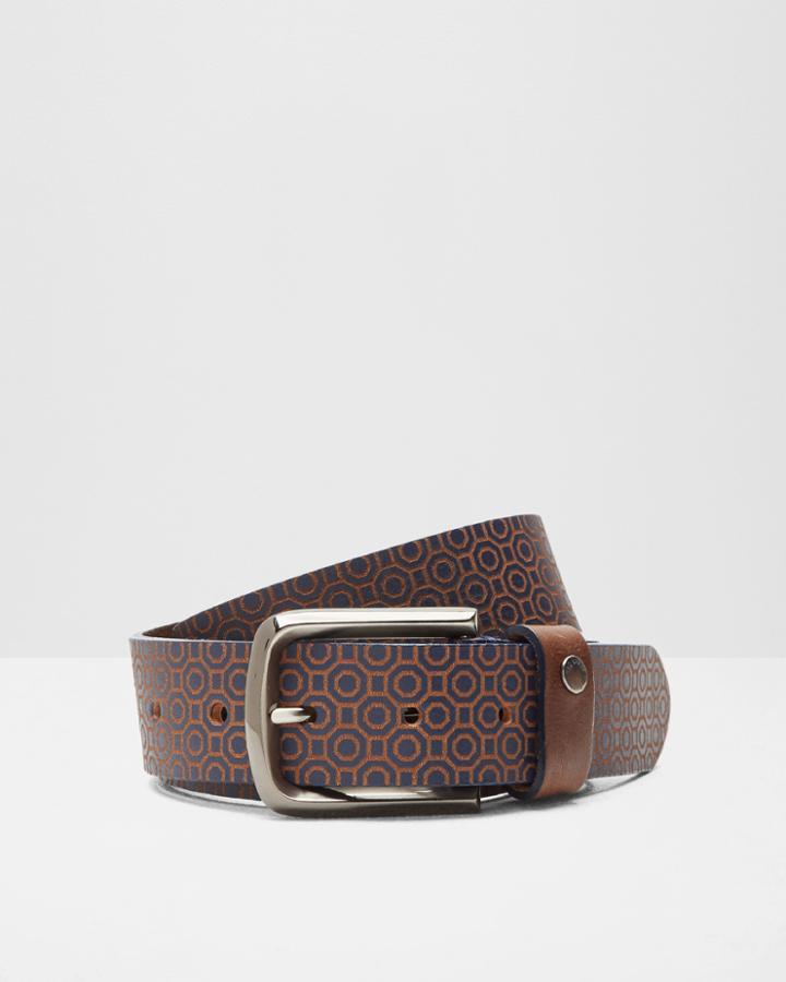 Ted Baker Geo Print Leather Belt