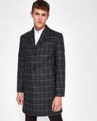 Ted Baker Checked Wool Overcoat