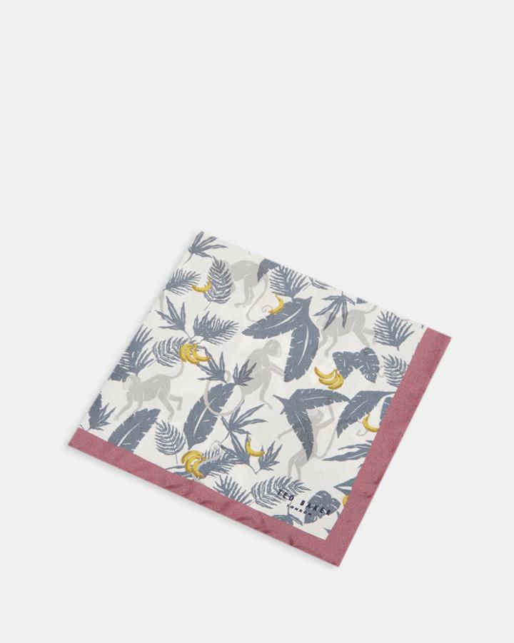 Ted Baker Monkey Print Silk Pocket Square