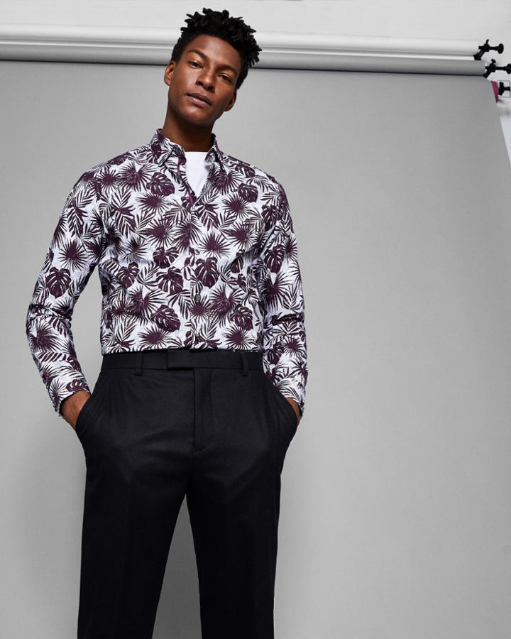 Ted Baker Phormal Leaf Print Cotton Shirt