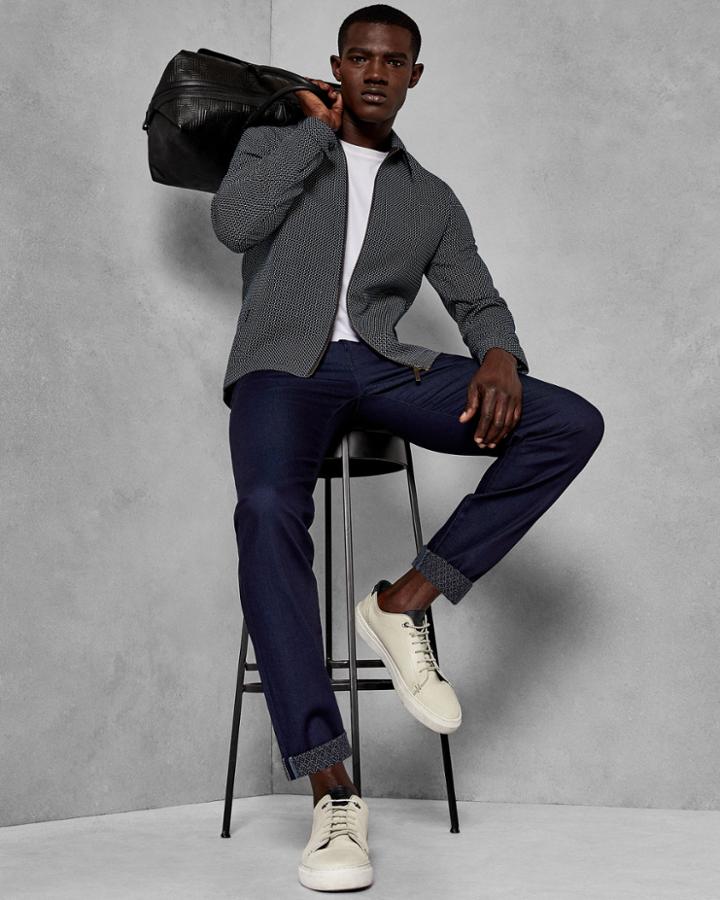 Ted Baker Straight Fit Printed Hem Jeans