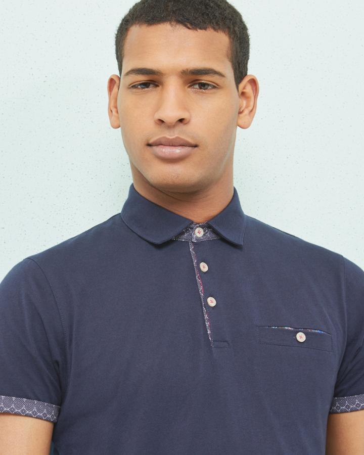 Ted Baker Geo Trim Cotton Polo Shirt