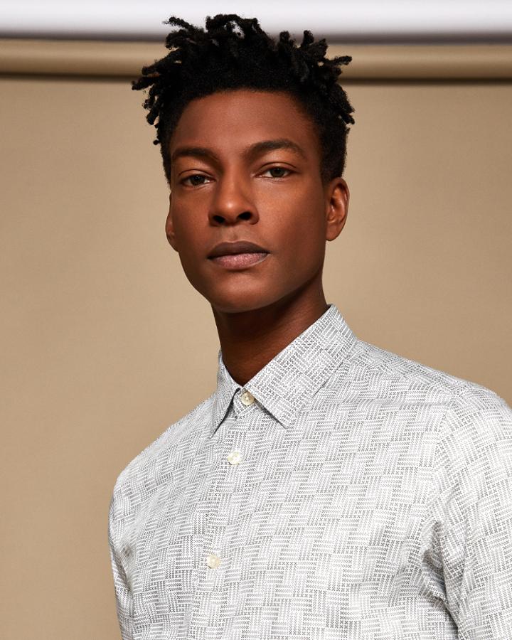 Ted Baker Phormal Geo Print Cotton Shirt