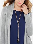 The Limited Faux Leather Tassel Lariat Necklace