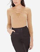 The Limited Lace-up Ribbed Sweater