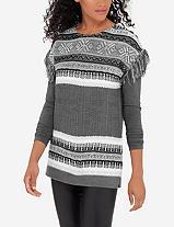The Limited Patterned Fringe Pullover
