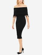 The Limited Fringe Off-the-shoulder Sweater Dress