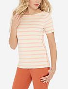 The Limited Striped Side Button Short Sleeve Sweater