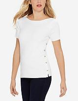 The Limited Side Button Short Sleeve Sweater
