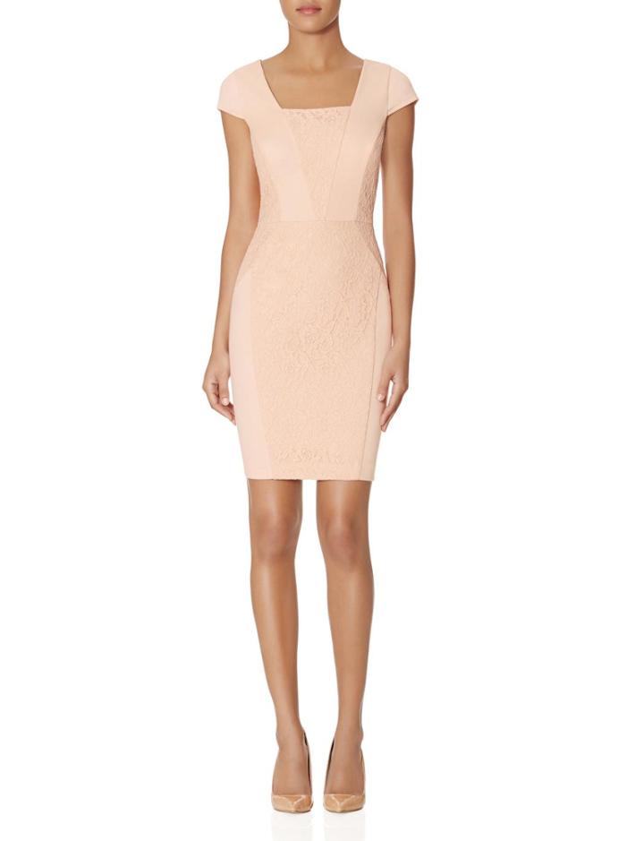The Limited The Limited Square Neck Lace Sheath Dress Pink L? | LookMazing