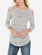 The Limited Marled Cold Shoulder Sweater