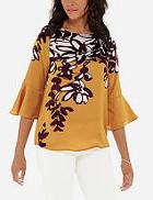 The Limited Printed Flounce Sleeve Blouse