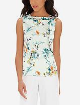 The Limited Printed Ruffled Mixed Media Top