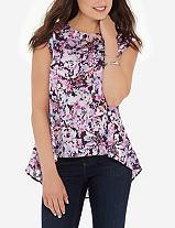 The Limited Printed Sleeveless Drapey Shell