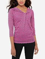 The Limited Printed Twist Neck Mesh Top