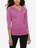 The Limited Printed Twist Neck Mesh Top