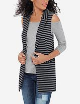 The Limited Striped Notch Lapel Sleeveless Jacket