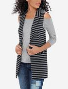 The Limited Striped Notch Lapel Sleeveless Jacket