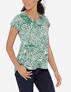 The Limited Printed Short Sleeve V-neck Top