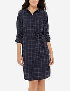 The Limited Mixed Grid Pattern Shirtdress