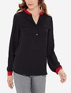The Limited Colorblocked Flap Pocket Blouse