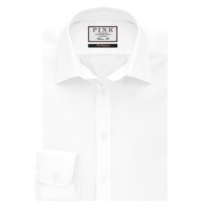 Thomas Pink Padua Texture Classic Fit Button Cuff Shirt White