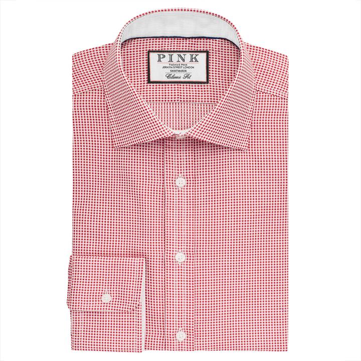 Thomas Pink Zetland Dot Classic Fit Button Cuff Shirt White/red Regular