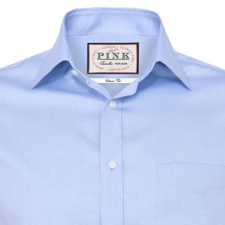 Thomas Pink Hammond Texture Classic Fit Button Cuff Shirt Blue Long