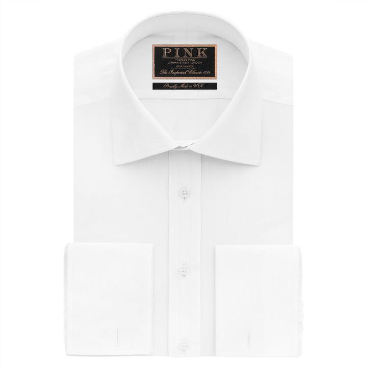 Thomas Pink Callow Texture Classic Fit Double Cuff Shirt White Regular