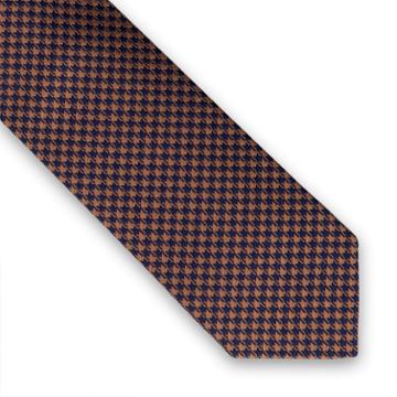 Thomas Pink Clarence Houndstooth Skinny Tie Seas Brown/blue