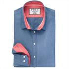 Thomas Pink Kenny Stripe Slim Fit Button Cuff Shirt Navy/turquoise