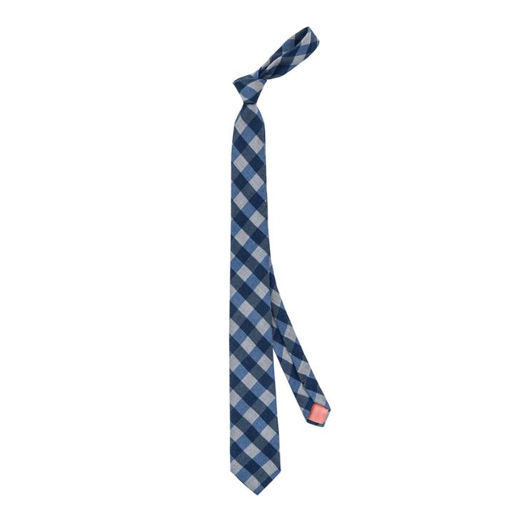 Thomas Pink Dante Check Skinny Tie Blue/grey