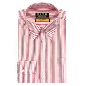 Thomas Pink Budgen Stripe Classic Fit Button Cuff Shirt White/red  Long