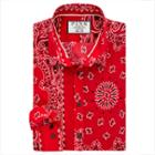 Thomas Pink Deacon Print Slim Fit Button Cuff Shirt Red/white