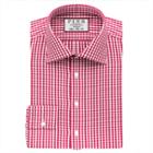 Thomas Pink Trueman Check Super Slim Fit Button Cuff Shirt  Deep Pink/white