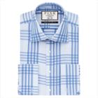 Thomas Pink Mears Check Slim Fit Double Cuff Shirt Blue/white
