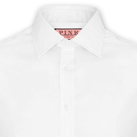 Thomas Pink Detachable Collar Plain Classic Fit Double Cuff Shirt White Regular