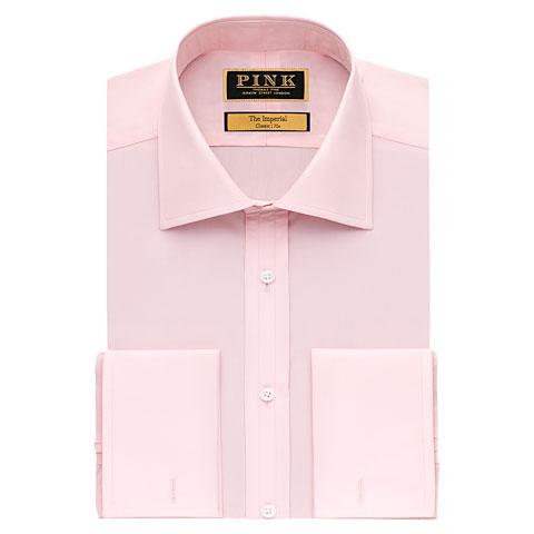 Thomas Pink Edric Plain Classic Fit Double Cuff Shirt Pale Pink/plain Long