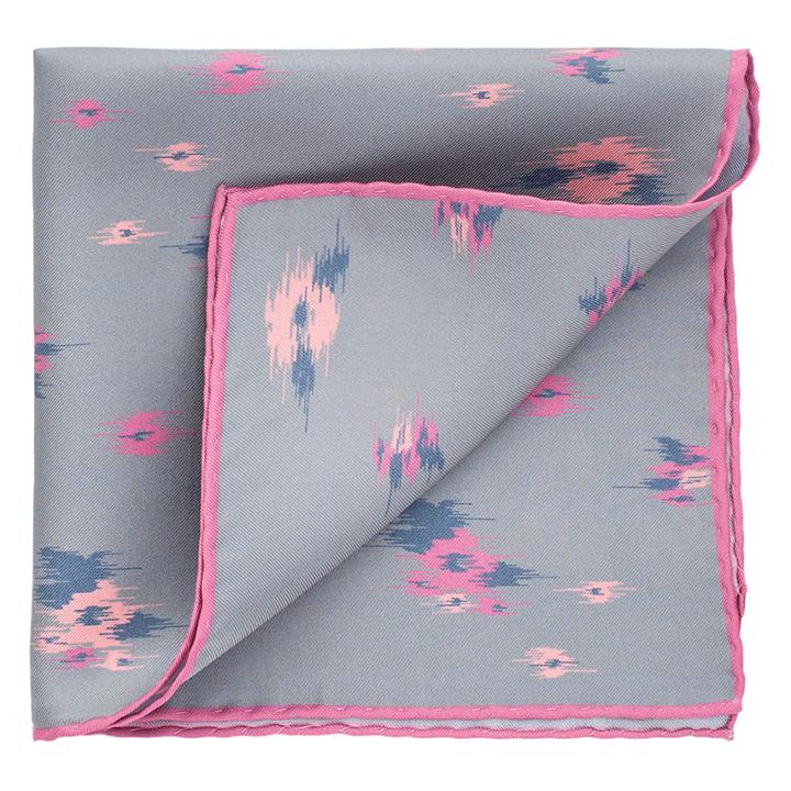 Thomas Pink Tyndale Flower Pocket Square Grey/pink