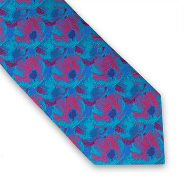 Thomas Pink Harrogate Flower Woven Tie Turquoise/pink