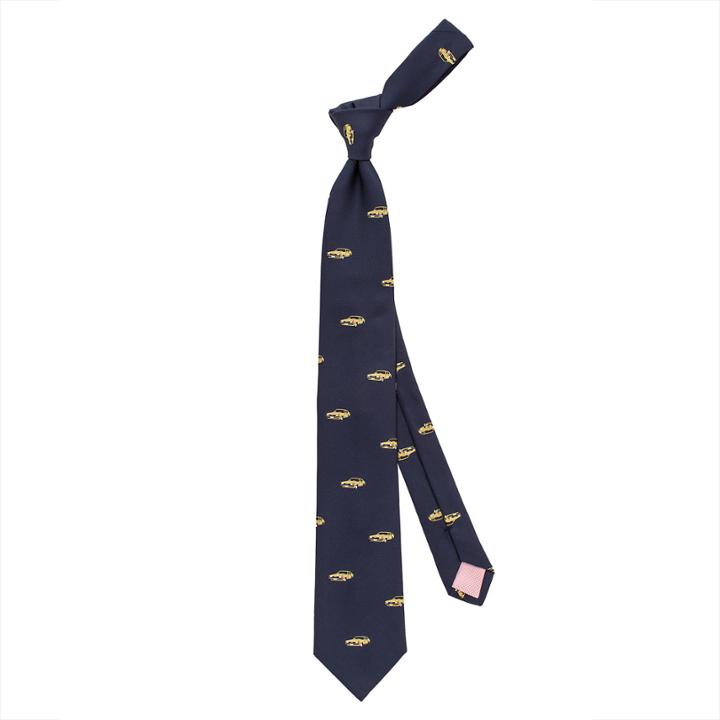 Thomas Pink Capri Sports Car Woven Tie Navy/yellow