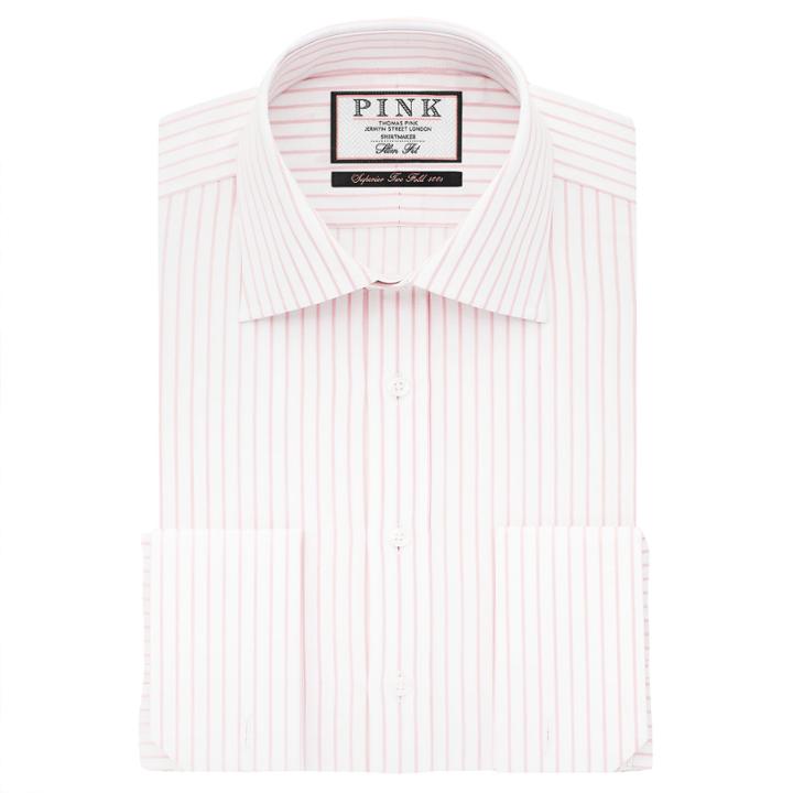 Thomas Pink Gibson Stripe Slim Fit Double Cuff Shirt White/pink