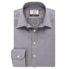 Thomas Pink Padua Texture Slim Fit Button Cuff Shirt Dark Grey/plain
