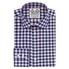 Thomas Pink Plato Check Slim Fit Button Cuff Shirt Pink/navy