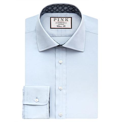 Thomas Pink Nicholson Plain Classic Fit Button Cuff Shirt Blue/navy Regular