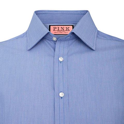 Thomas Pink Murphy Stripe Classic Fit Button Cuff Shirt Blue/white Long